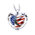 American Pride Crystal Heart Pendant with Eagle Art
