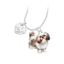 Shih Tzu Dog Pendant Necklace with Moveable Legs and Tail