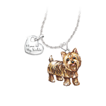 Yorkie Dog Pendant Necklace with Moveable Legs and Tail