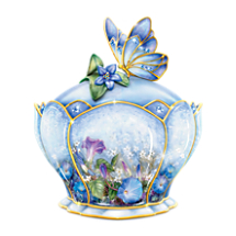 Lena Liu Porcelain Jeweled Music Box With Butterfly Handle