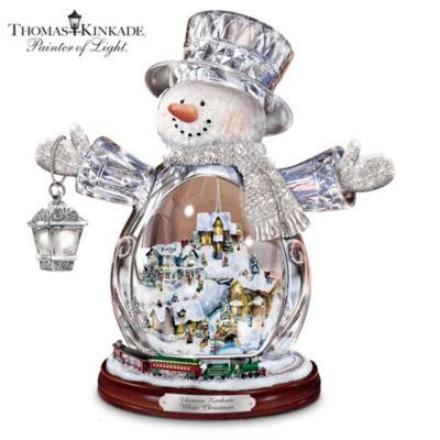 Thomas Kinkade Crystal Snowman With 