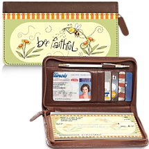Just Bee Genuine Leather Zippered Checkbook Cover Wallet