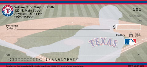 Texas Rangers Major League Baseball Personal Checks