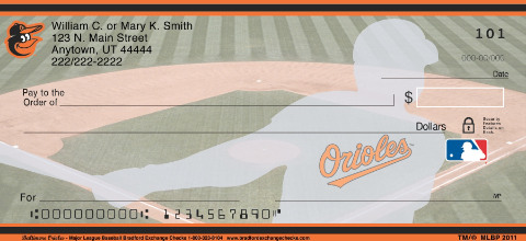 Baltimore Orioles Major League Baseball Personal Checks