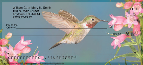 Lena Liu’s Flights of Fancy Top Tear Printed Personal Checks with Floral and Hummingbird Designs 1 Box Singles - 100 Checks The Bradford Exchange Personal Checks 