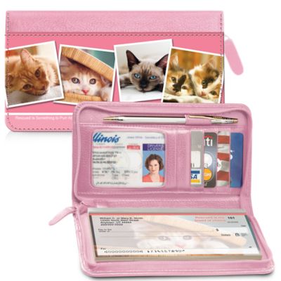 Rescued is Something to Purr About Zippered Checkbook Cover Wallet