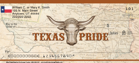 Texas Pride Personal Checks, Texas Personal Checks, Longhorn Personal Checks