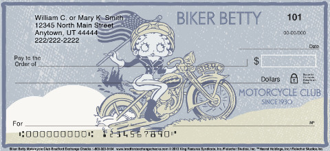 Betty Boop Motorcycle Club Personal Checks