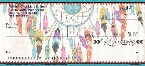 4 Scenes Top Tear Printed Personal Checks with Festive Native American Artwork | Dreamcatchers The Bradford Exchange Personal Checks 1 Box Checks Personal Duplicates / 100 Checks