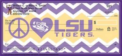 I Love LSU Tigers Chevron Personal Checks