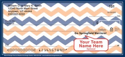 Blue & Orange Team Colors Chevron Personal Checks