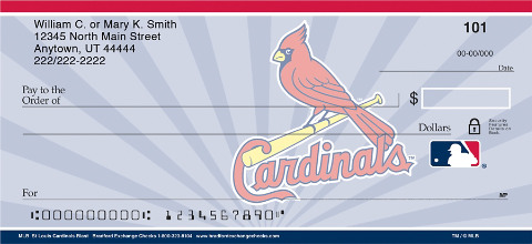 St Louis Cardinals Personal Checks Feature a Refreshing Blast on a Classic MLB Team Logo